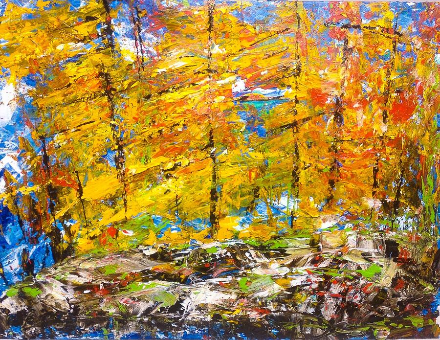 Yellow Fall Burst Painting by Desmond Raymond