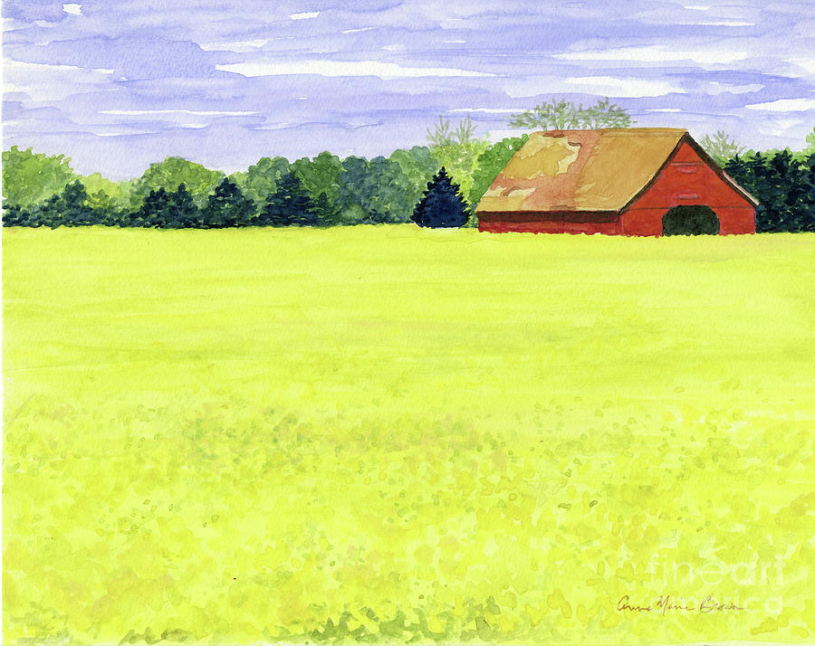 Yellow Field Painting by Anne Marie Brown