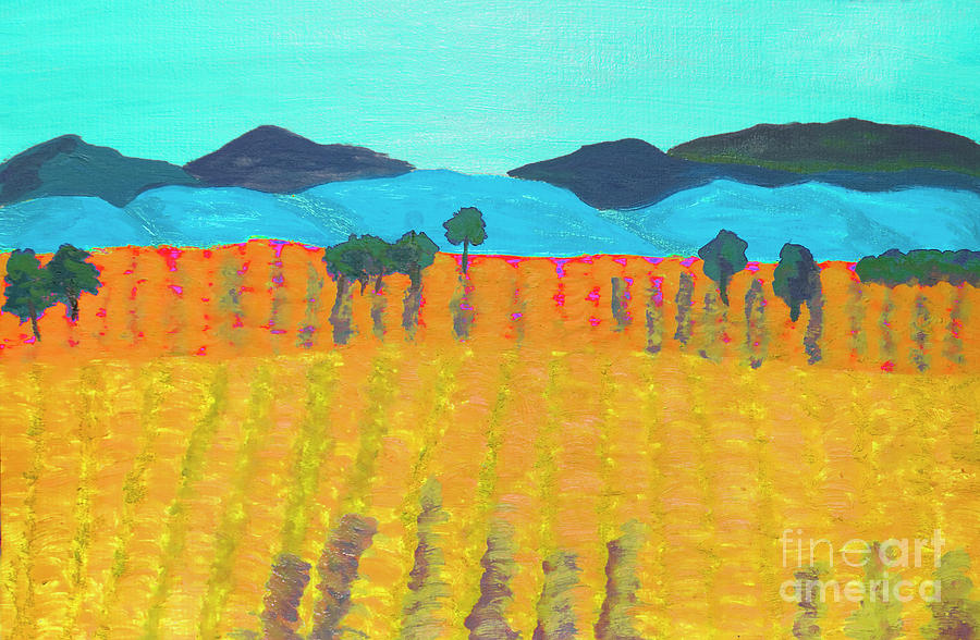 Yellow field, painting Painting by Irina Afonskaya