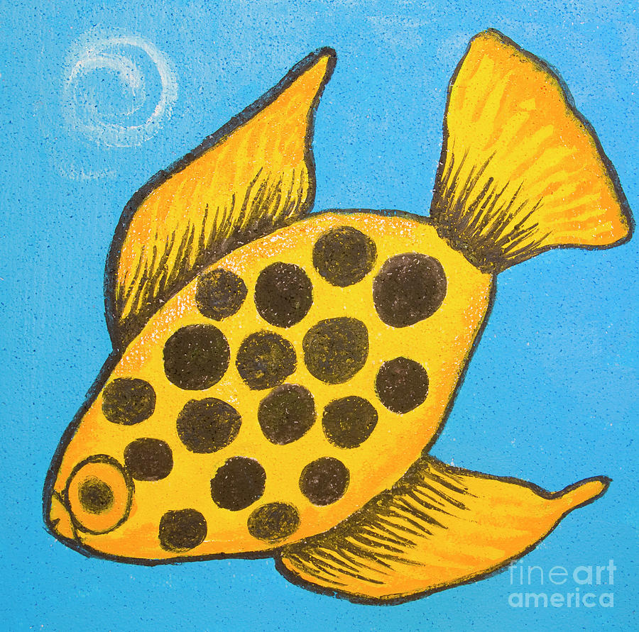 Yellow fish on blue Painting by Irina Afonskaya
