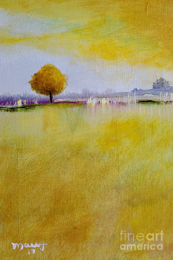 Yellow flamboyant Near The River Painting by Alicia Maury
