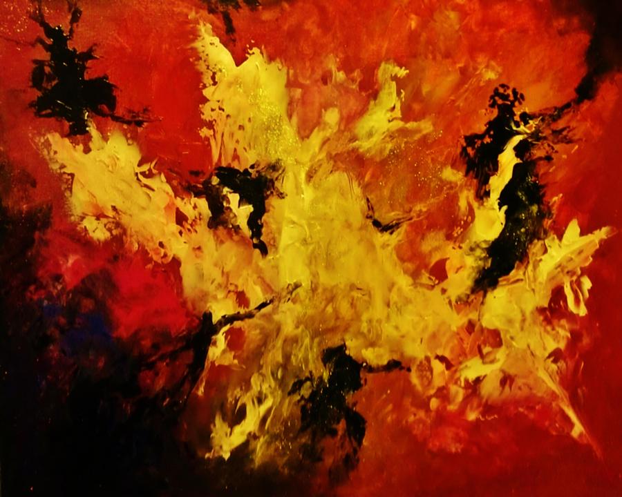 Abstract Painting - Yellow Flame by John Cocoris