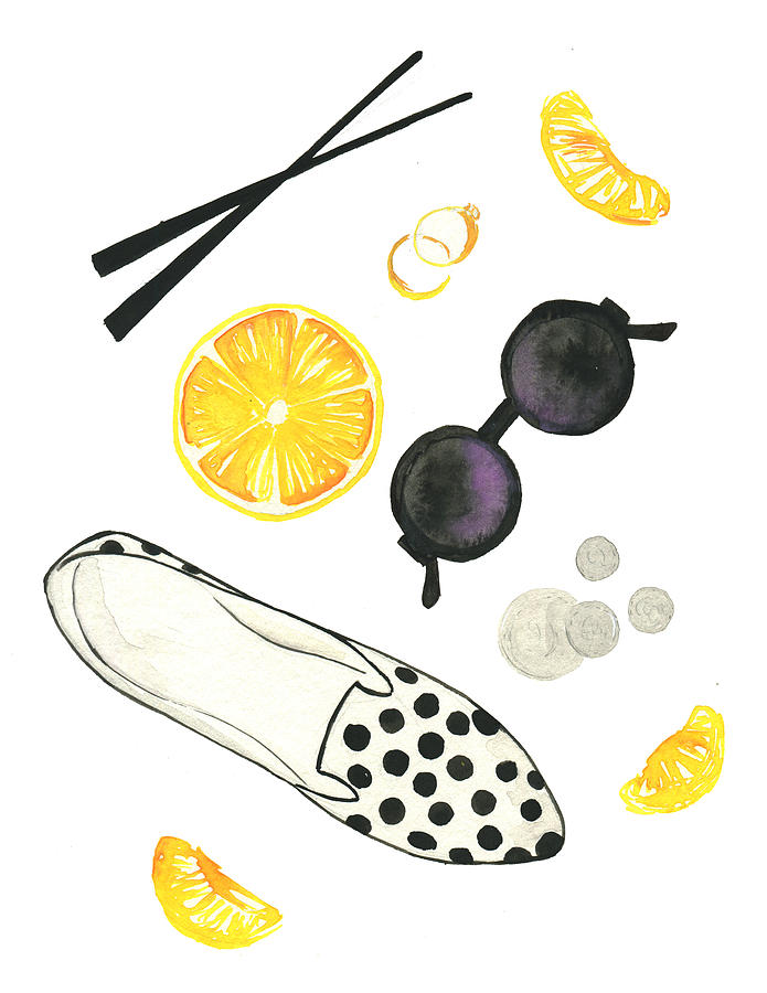 Lemon Painting - Yellow Flat-lay, watercolor fashion illustration  by Koma Art