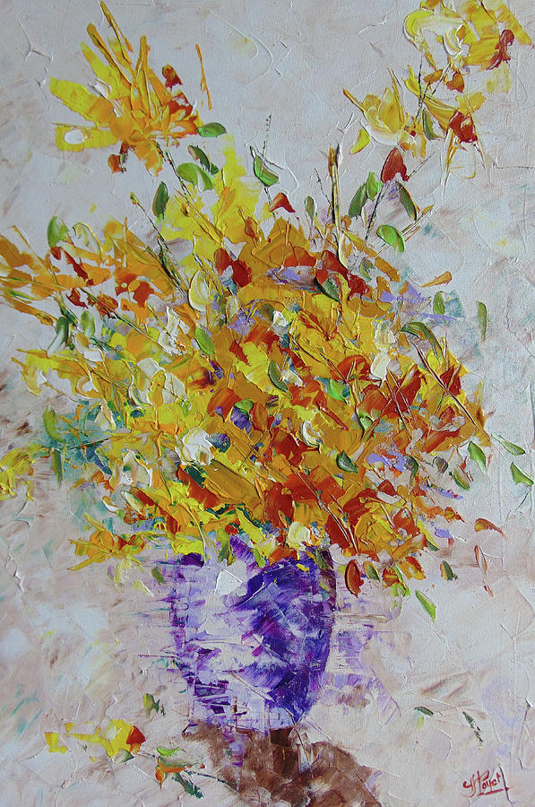 Yellow florwers Painting by Frederic Payet