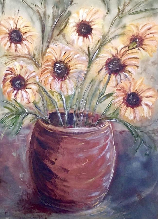 Yellow Flower arrangement Painting by Chuck Gebhardt