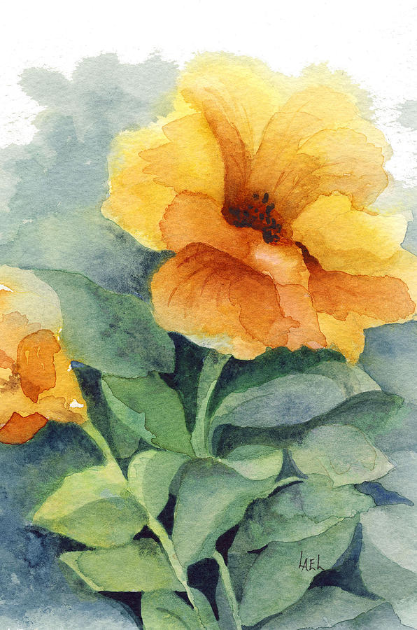 Yellow Flower Painting by Lael Rutherford