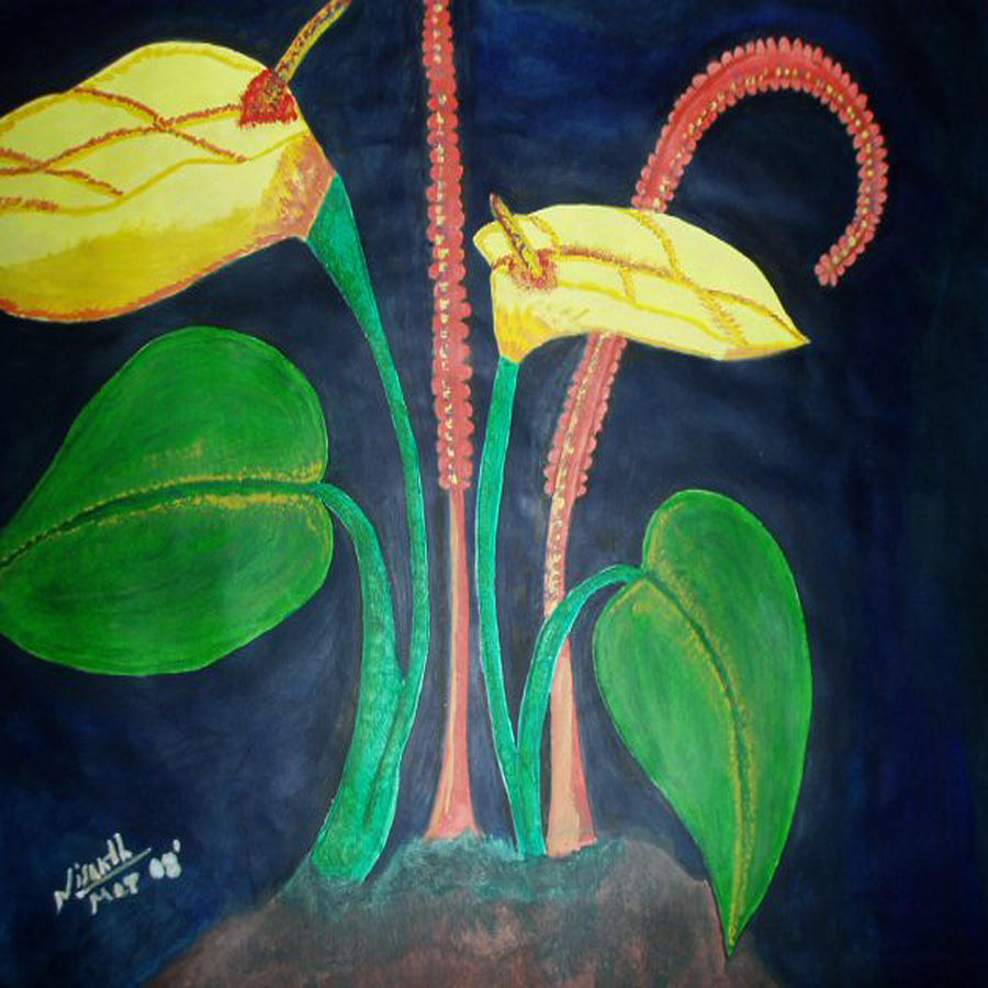 Orchid Painting - High Resolution Oil Painting by Nisanth Variyath