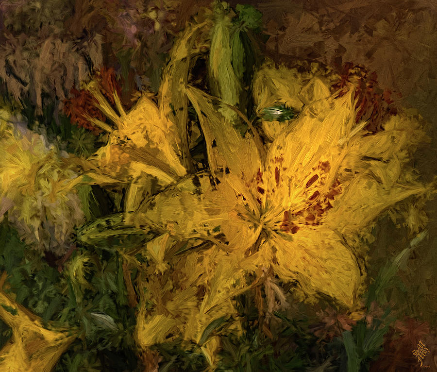 Yellow Flower Painting Digital Art by Syed Muhammad Munir ul Haq