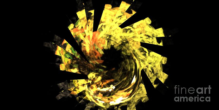 Abstract Digital Art - Yellow Flower Spiral by Kim Sy Ok