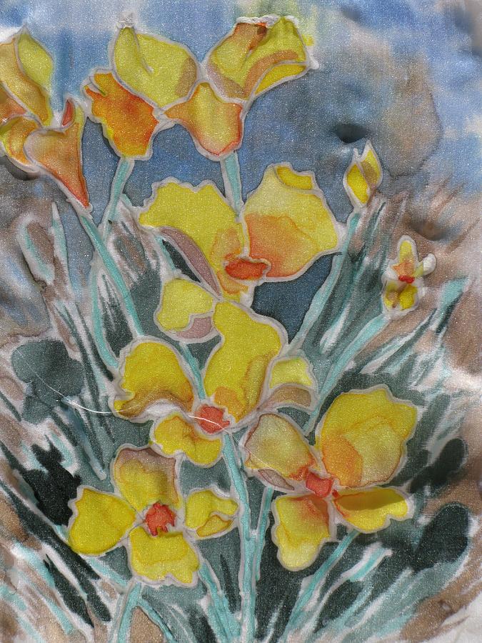 Yellow Flowers at Arboretum Painting by Kathy Mitchell - Fine Art America