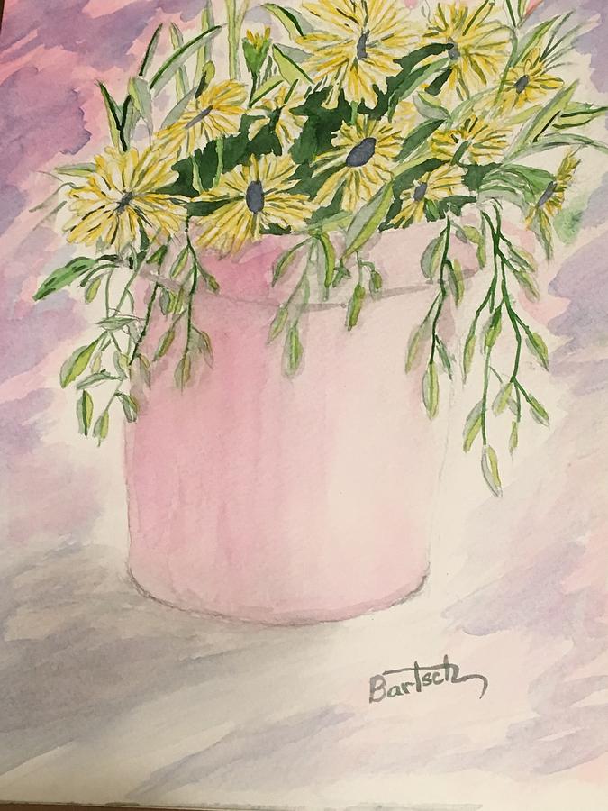 Yellow Flowers Painting by David Bartsch