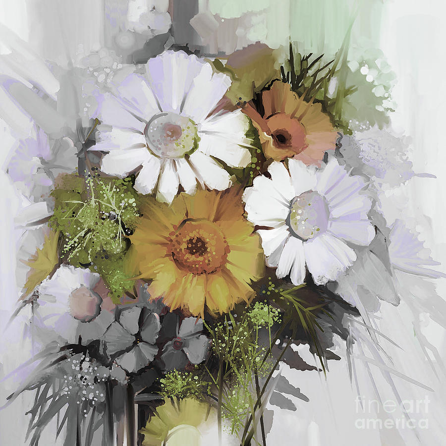 Yellow Flowers Painting by Gull G