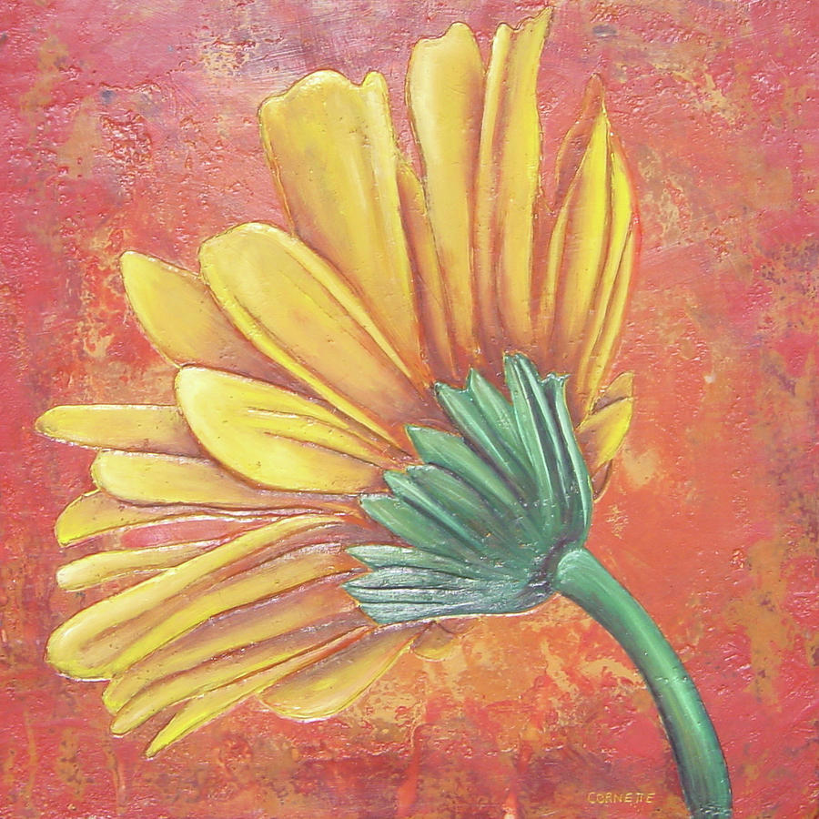 Yellow Gerbera Painting by Jacqueline Cornette - Fine Art America