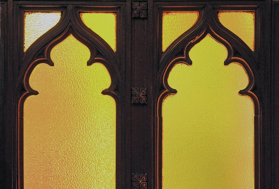 Yellow Glass Wooden Door Photograph by Cora Wandel