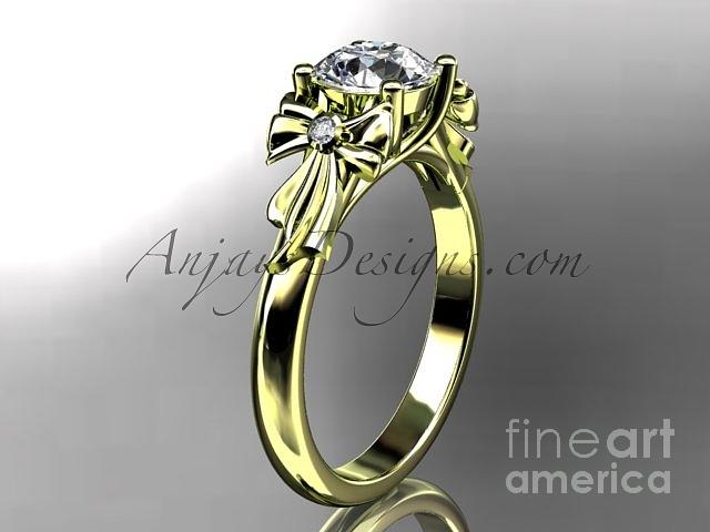Diamond Engagement Ring Jewelry - yellow gold diamond unique engagement ring wedding ring with moissanite center ADLR154 by AnjaysDesigns com