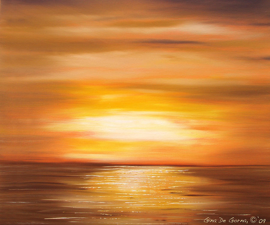 Yellow Gold Sunset Painting by Gina De Gorna