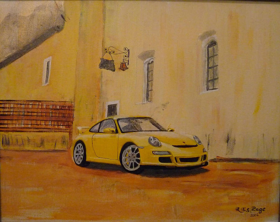 Yellow GT3 Porsche Painting by Richard Le Page