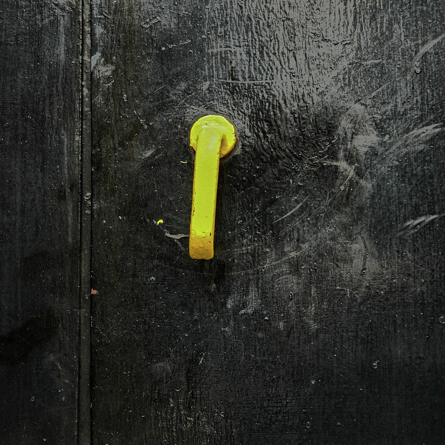 Yellow Handle On Black Engine Door Photograph by Gary Slawsky