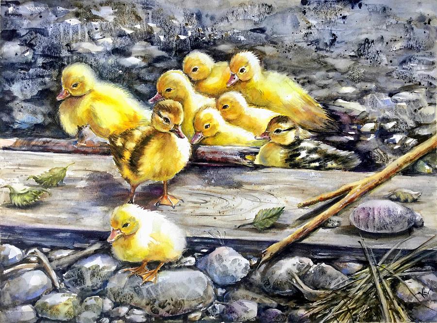Bird Painting - Yellow happiness by Katerina Kovatcheva