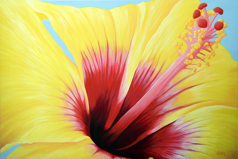 Yellow Hibiscus Painting by Adam Johnson
