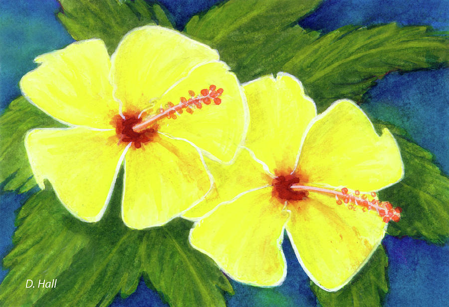 Yellow Hibiscus Flower 292 Painting By Donald K Hall