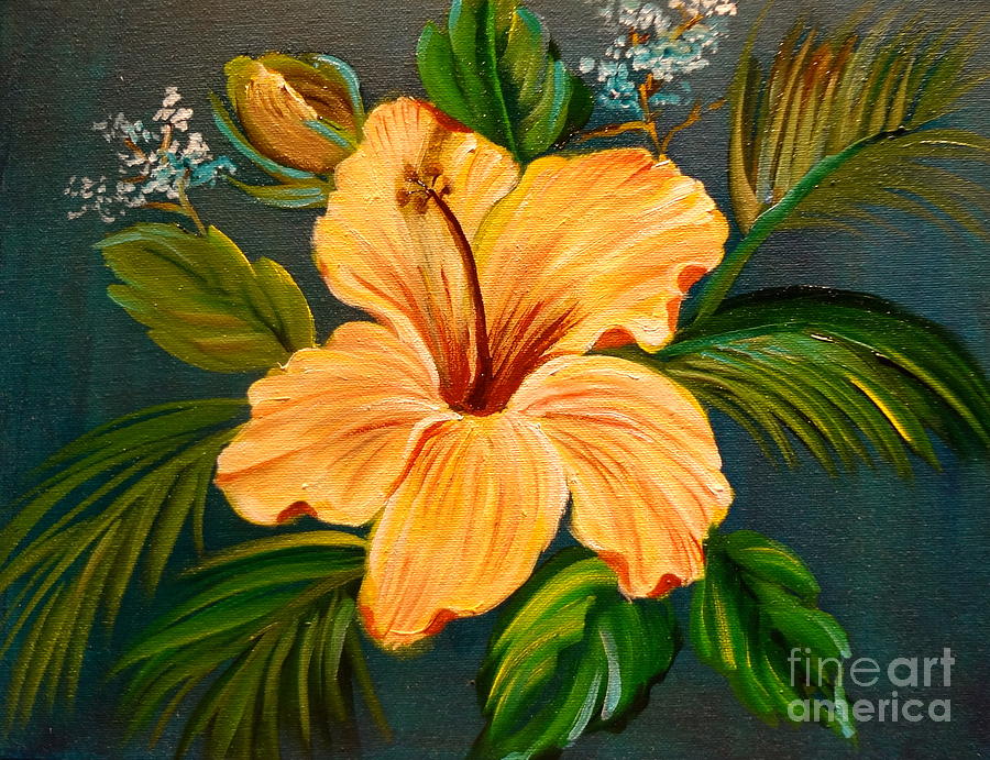 Yellow Hibiscus Painting by Jenny Lee