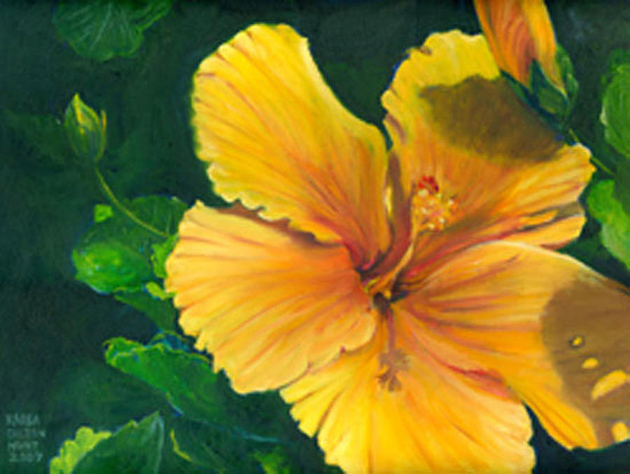 Yellow Hibiscus Painting by Karla Gilson Hunt - Fine Art America