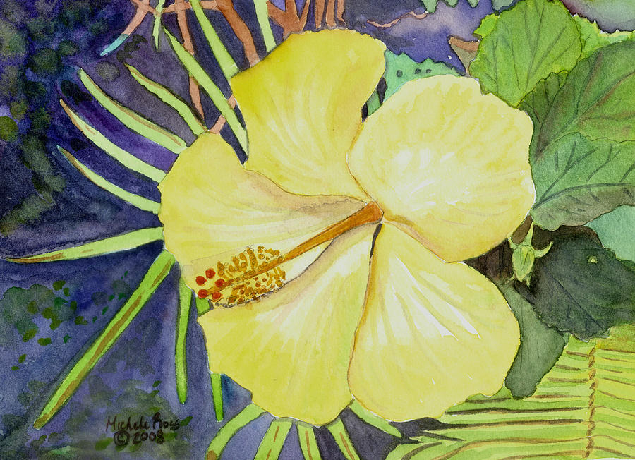 YELLOW HIBISCUS No. 2 Painting by Michele Ross | Fine Art America