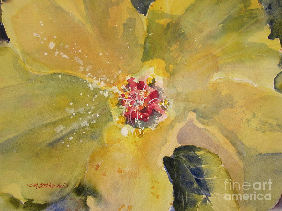 Yellow Hibiscus Painting by Sandra Strohschein