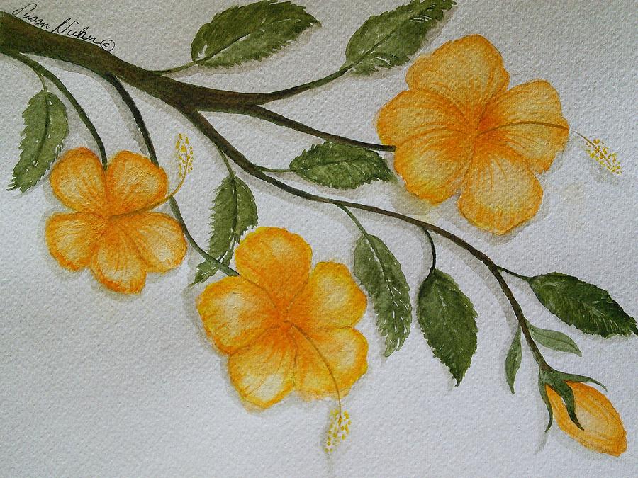 Yellow Hibiscus Painting by Susan Nielsen