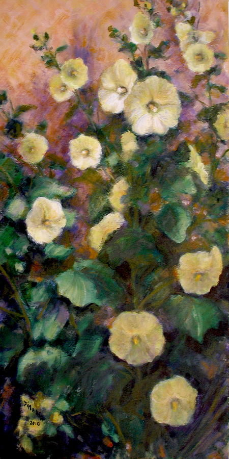 Yellow Hollyhocks Painting by Donelli  DiMaria