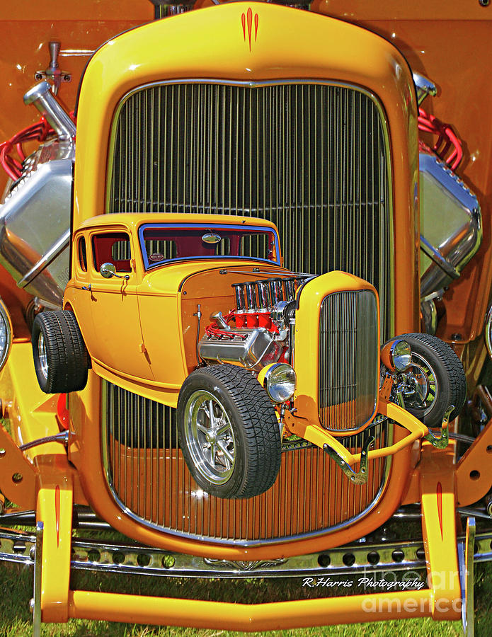 Yellow Hot Rod double exposure Photograph by Randy Harris
