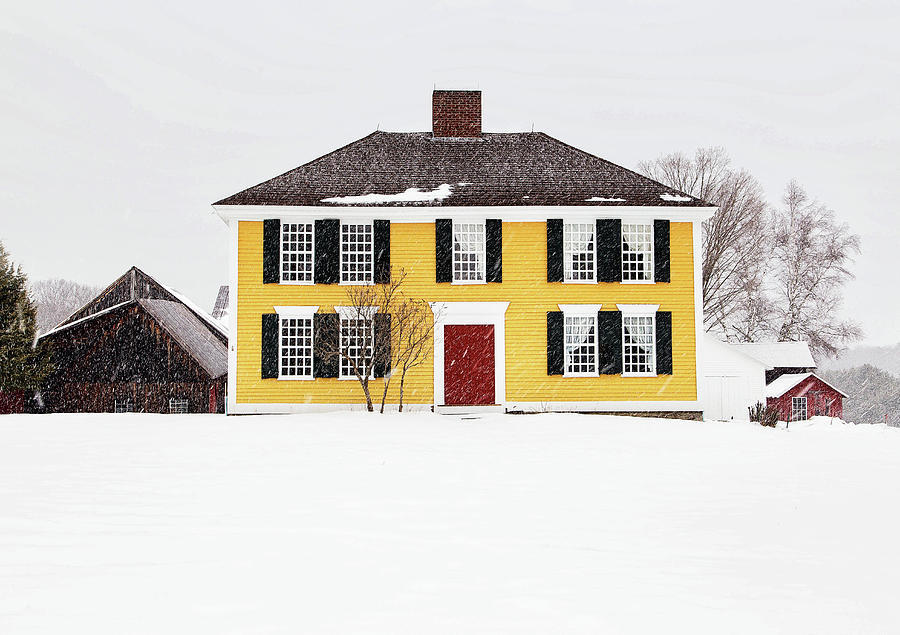 Yellow House in Snow Photograph by John Vose