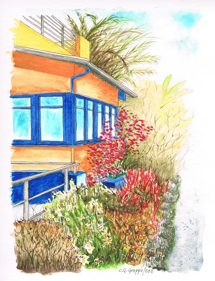 Yellow house in Venice Beach - California Painting by Carlos G Groppa
