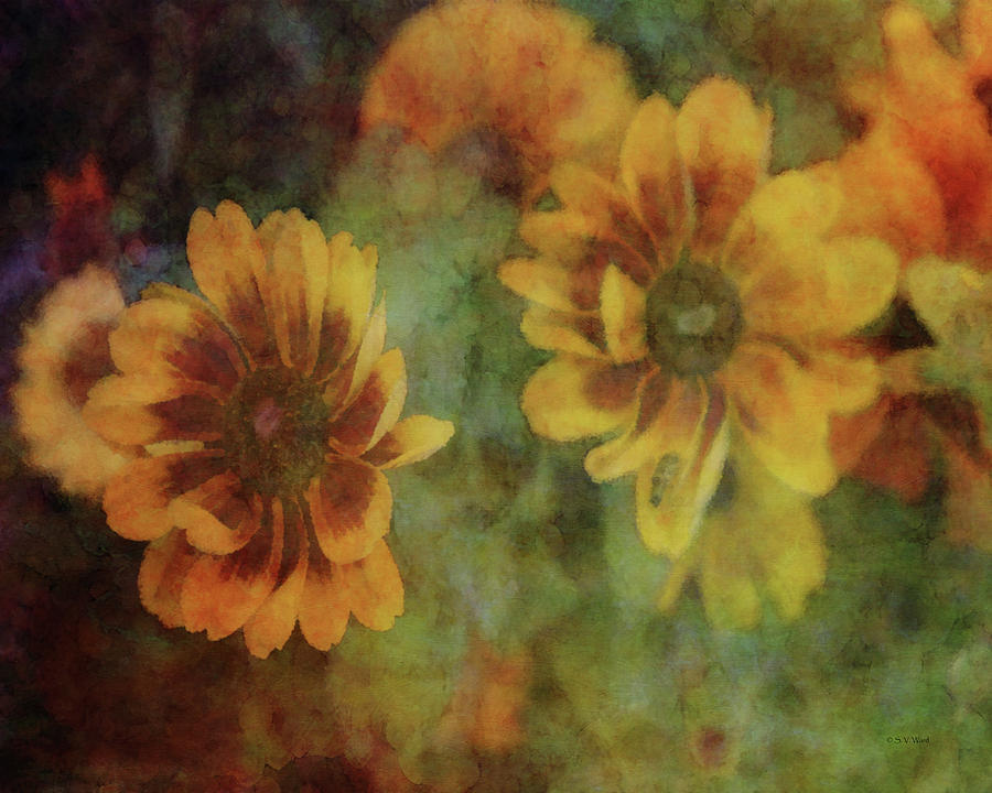 Yellow Impressionist Flowers 5592 IDP_2 Photograph by Steven Ward