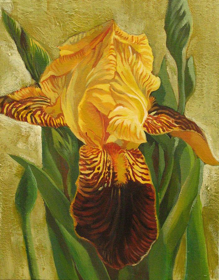 Yellow Iris Painting by Alfred Ng
