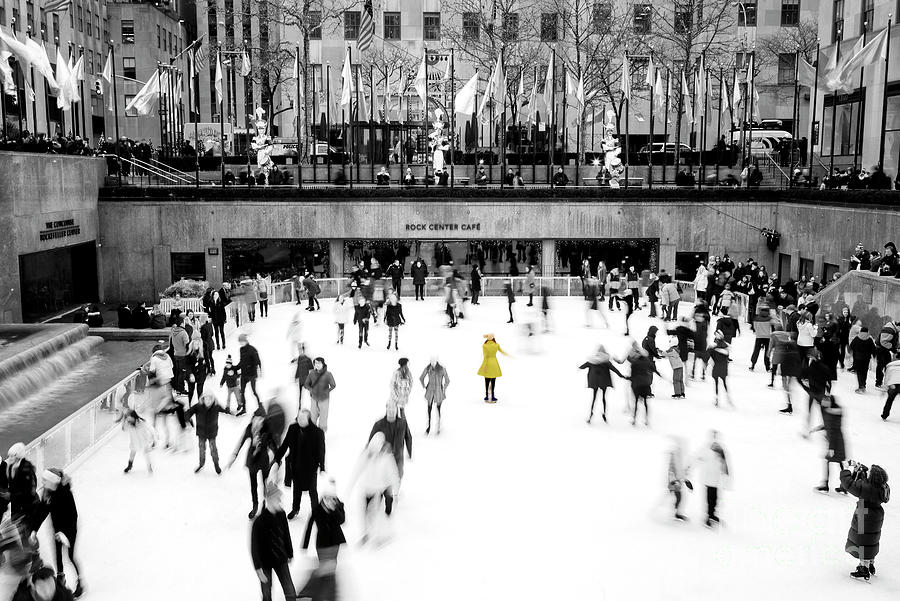 Yellow Jacket at Rockefeller Center Skating Rink Photograph by John Rizzuto
