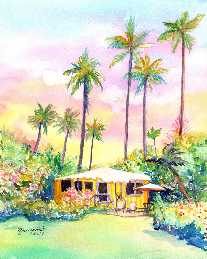 Yellow Kauai Cottage Painting by Marionette Taboniar