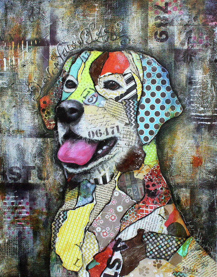 Yellow Lab Mixed Media by Patricia Lintner