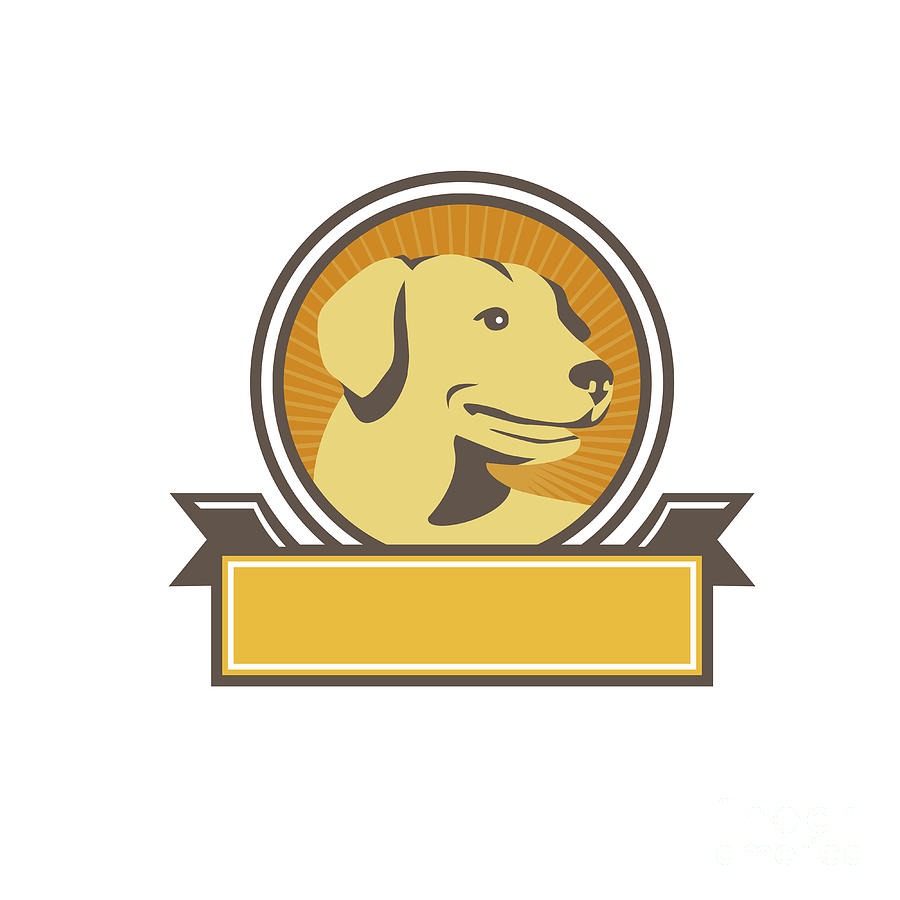 Wildlife Digital Art - Yellow Labrador Golden Retriever Head Circle Retro by Aloysius Patrimonio