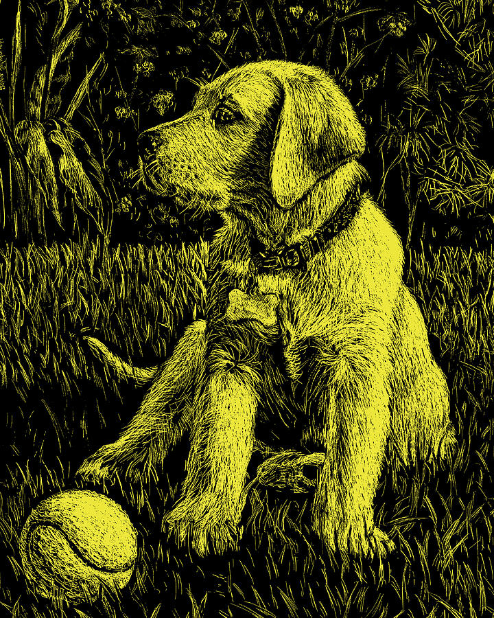 Yellow Labrador Puppy Dog Painting