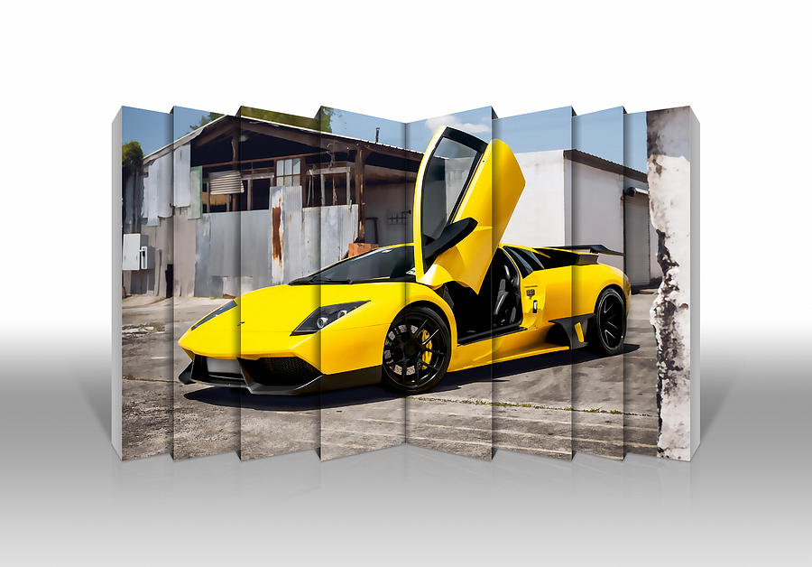 Yellow Lamborghini  Mixed Media by Marvin Blaine