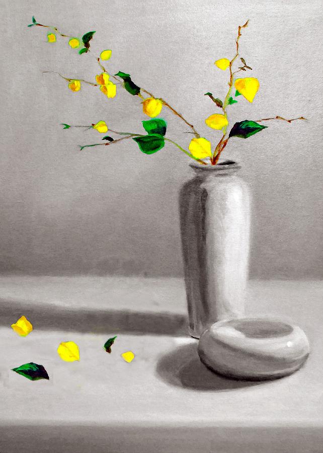 Yellow Leaves Painting by Munir Alawi