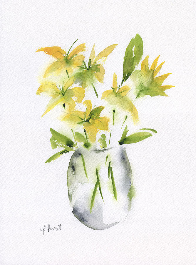 Yellow Lilies Painting by Frank Bright