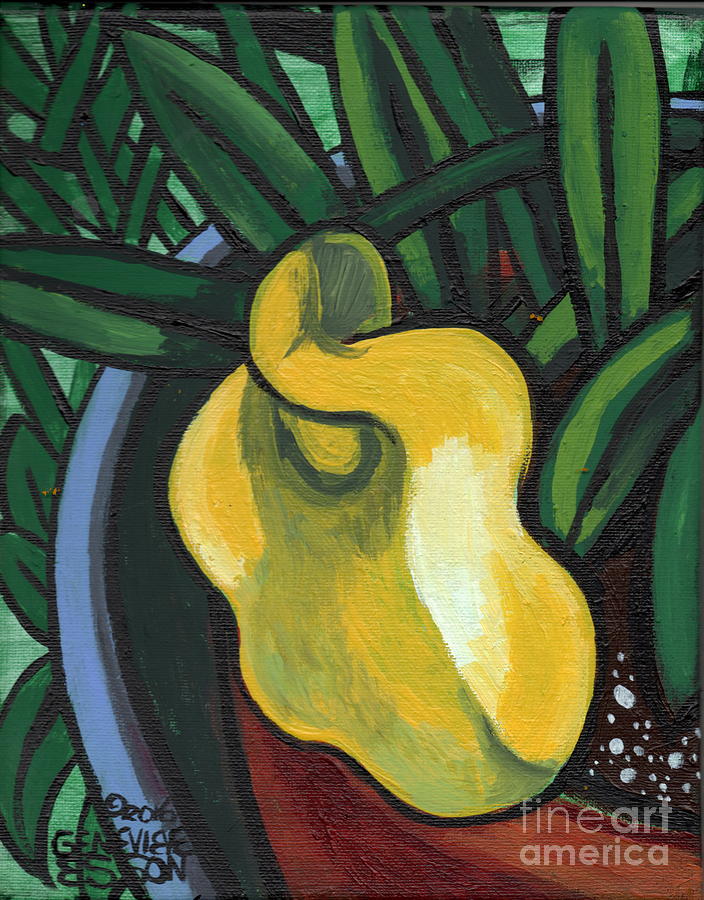 Yellow Lily Painting by Genevieve Esson