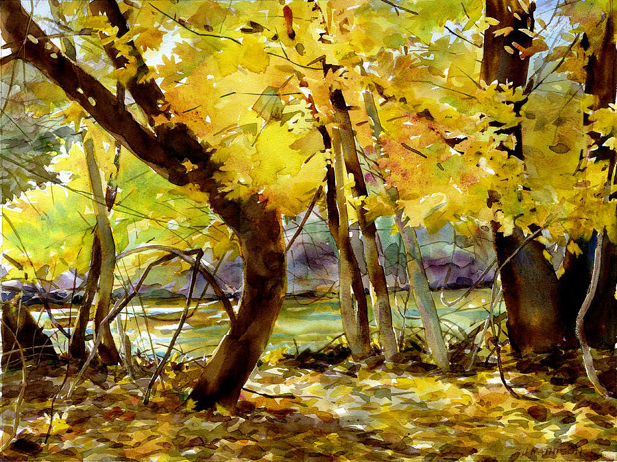 Yellow Maples Painting by Jeff Mathison