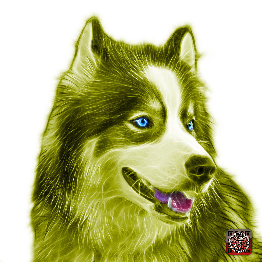 Yellow Modern Siberian Husky Dog Art - 6024 - WB Painting by James Ahn