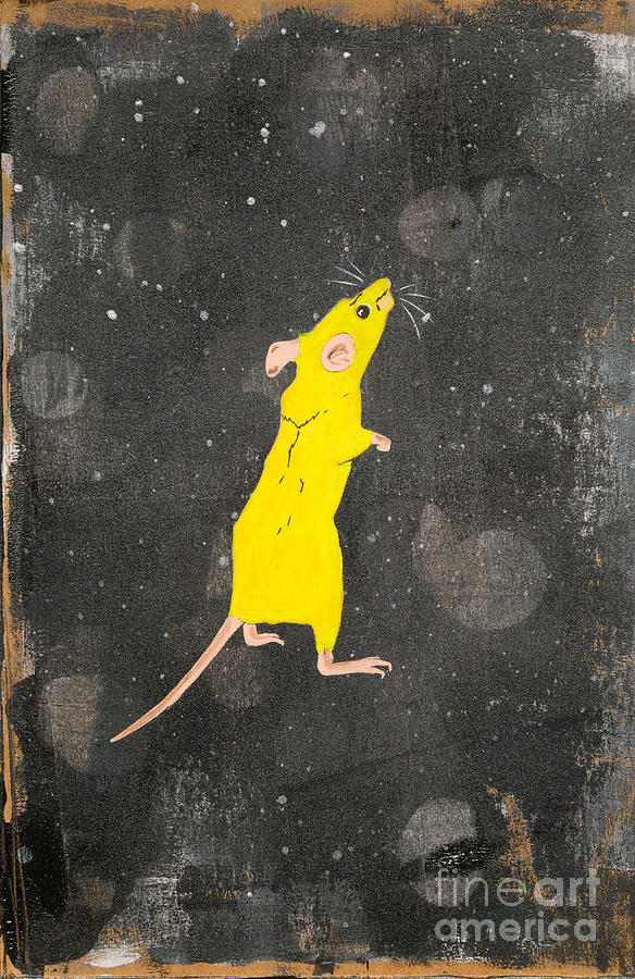 Yellow mouse Painting by Stefanie Forck