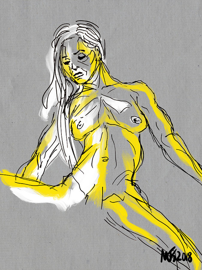 Yellow Nude Digital Art by Michael Kallstrom