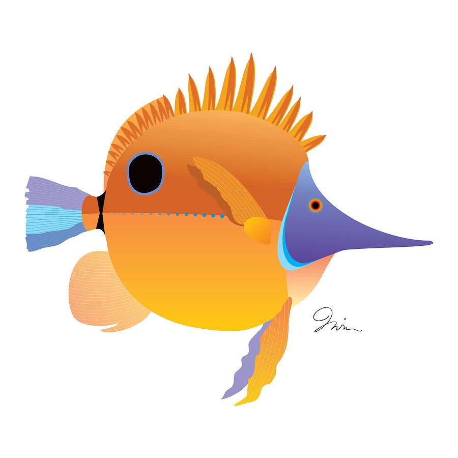 Fish Digital Art - Yellow-Orange Tropical Fish by Trevor Irvin